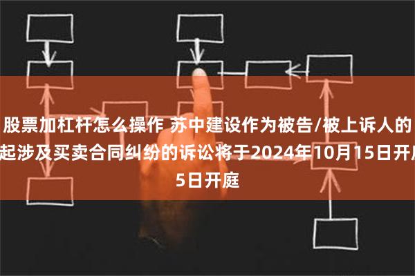 股票加杠杆怎么操作 苏中建设作为被告/被上诉人的2起涉及买卖合同纠纷的诉讼将于2024年10月15日开庭