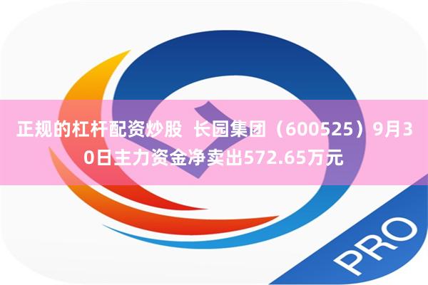 正规的杠杆配资炒股  长园集团（600525）9月30日主力资金净卖出572.65万元